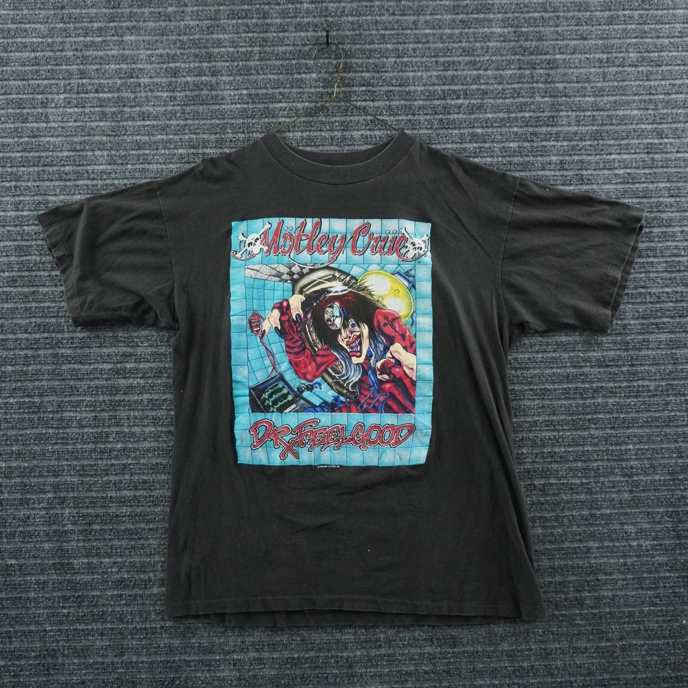 Vintage 1989 Motley Crue T-Shirt Mens XL Black Dr. Feelgood Single Stitch